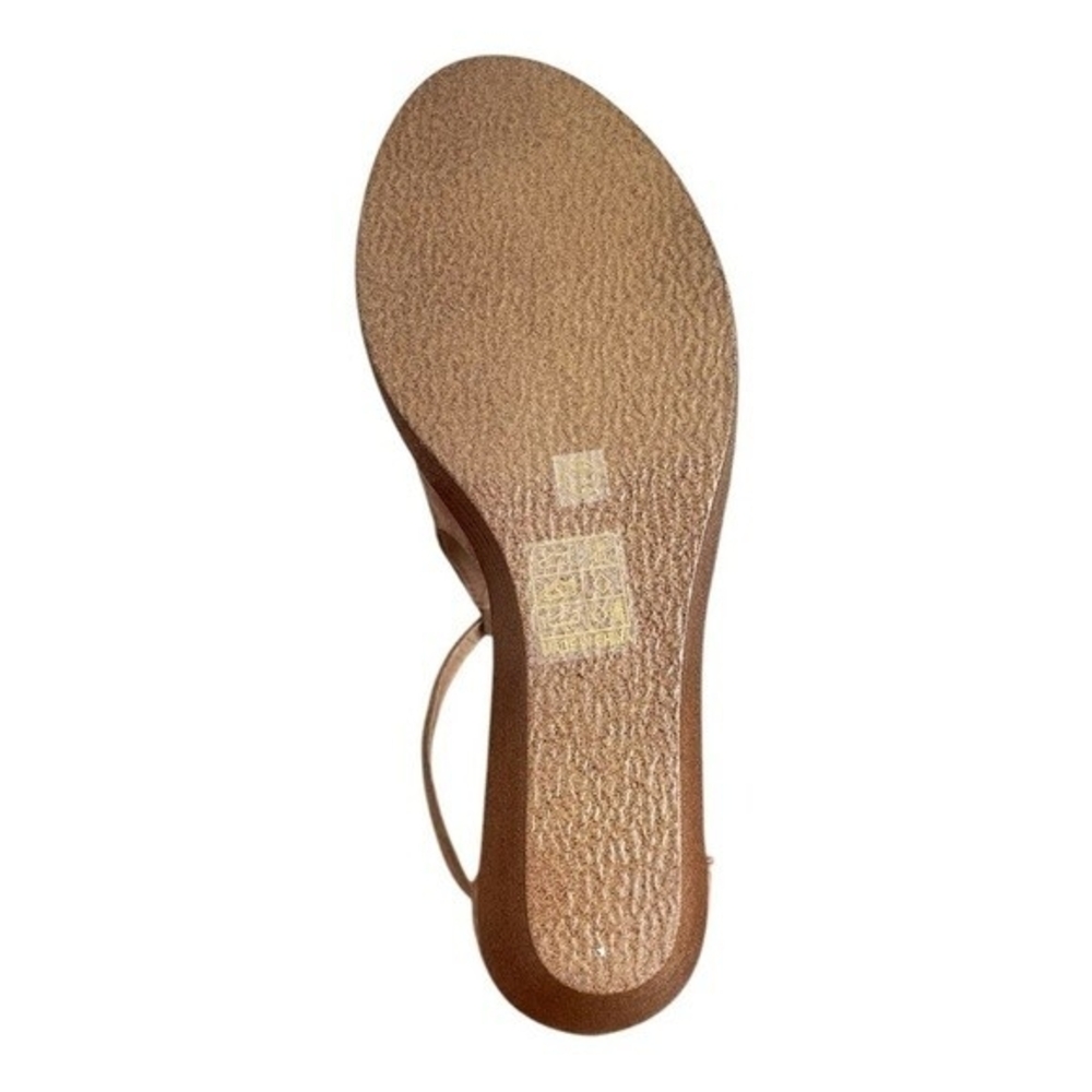 Journee Collection Kedzie Gold Tan Faux Suede Wedge Sandals Women’s Size 7 NWOB - Picture 8 of 9
